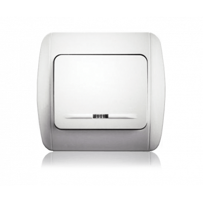 Вимикач одноклавішний з підсвіткою, білий